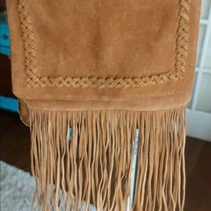 Johnny was brown fringe boho purse